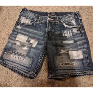 Silver Suki mid short Distressed Shorts size w28